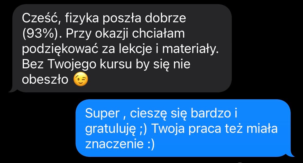 Wiadomość od kursanta — zrzut ekranu 2